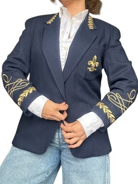 Stunning  Embroidered Navy Blazer - Military Equestrian style Made in America S